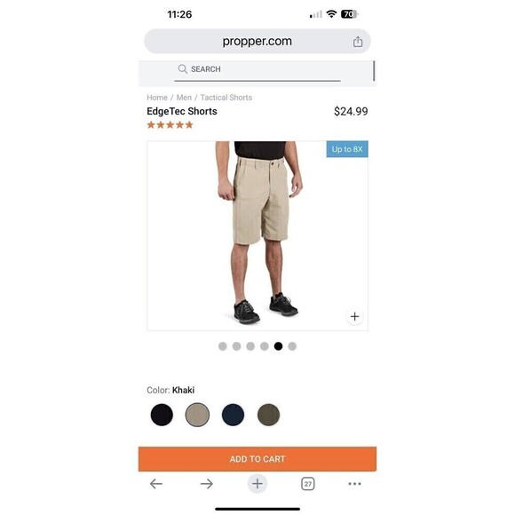 Propper® Khaki Edgetec Tactical Short  F5908 Men’s Size 56 - Picture 12 of 14